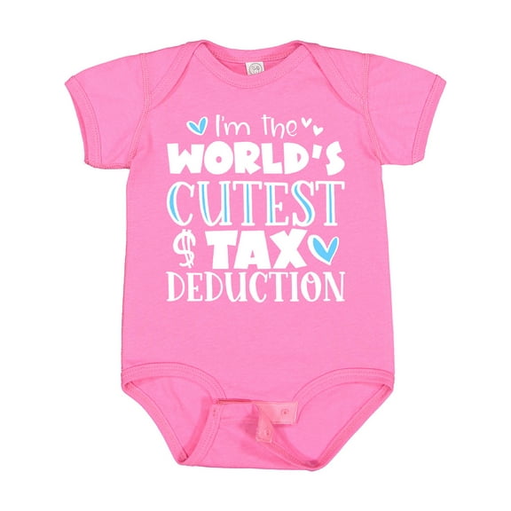 Inktastic I'm the World's Cutest Tax Deduction Blue Hearts Boys or Girls Baby Bodysuit