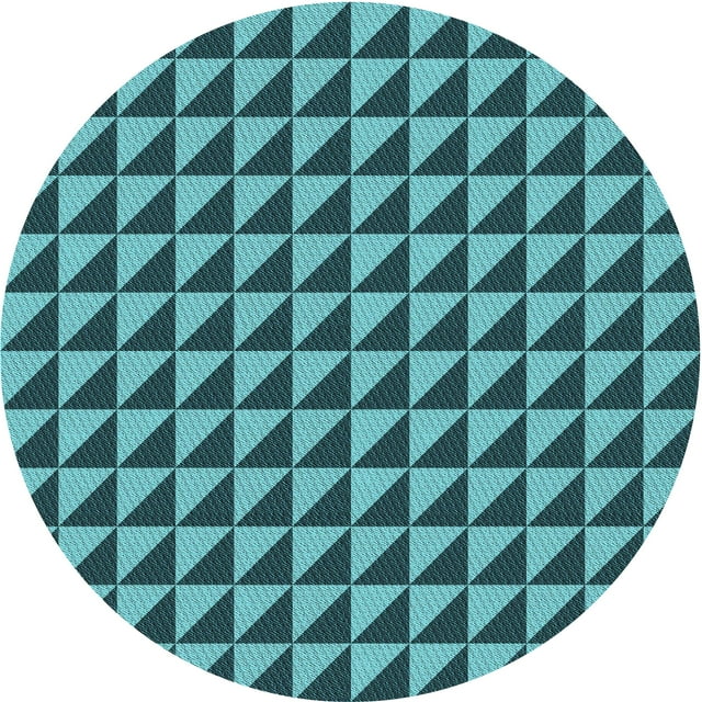 Ahgly Tapis Rond Lavable en Machine Intérieur Transitionnel Turquoise Bleu Vif, 4 Pieds Rond