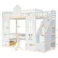 thumbnail image 4 of Harper & Bright Designs Twin Over Twin Bunk Bed with 2 Drawers and Storage Stairs, Loft Bed with Desk and Seat Can Be Turned Into Bunk Bed, White, 4 of 12