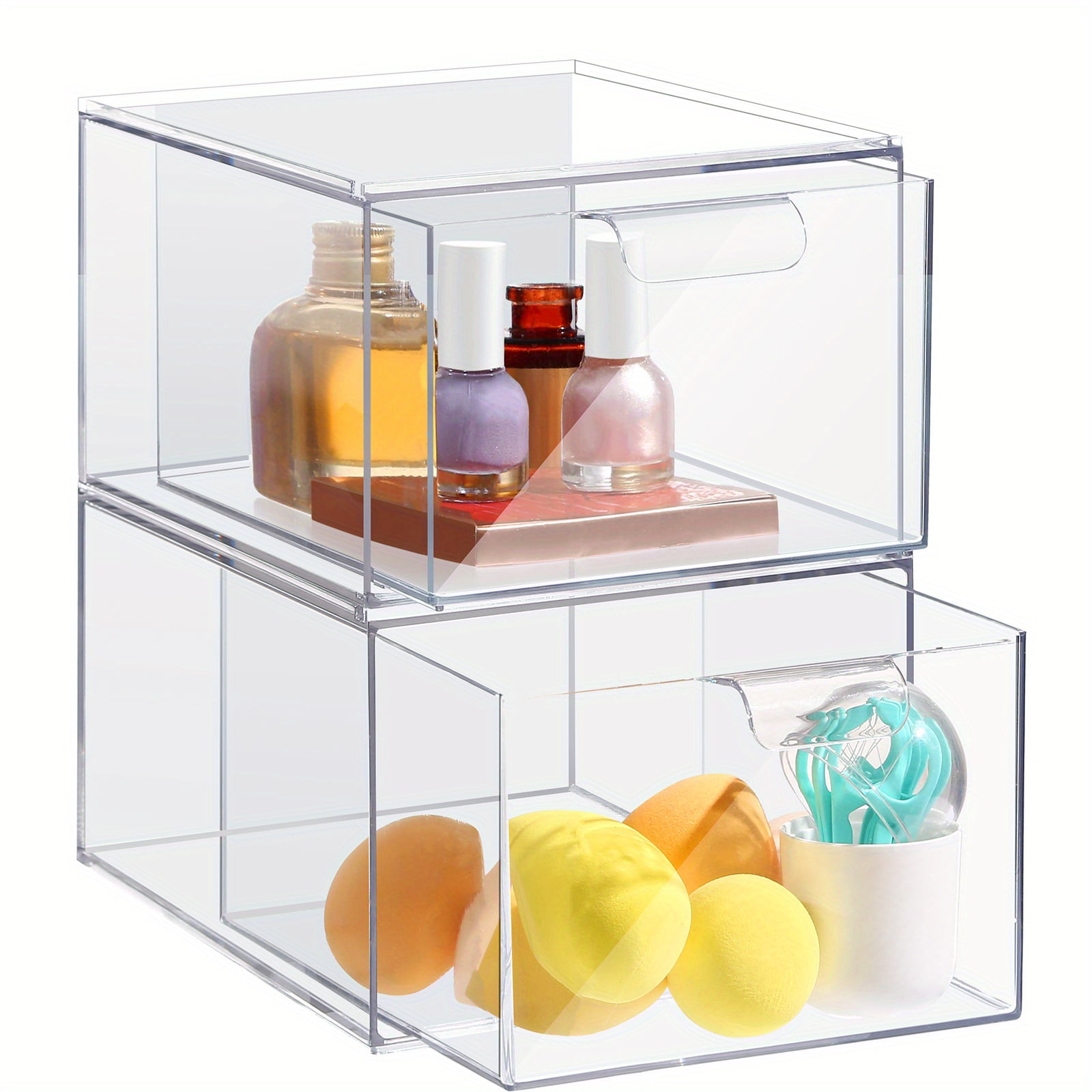Clear Drawer Organizer Stackable MultiPurpose Organizing Bins Acrylic