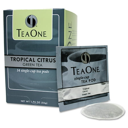 Tea One Tea Pods, Tropical Citrus Green, 14/Box