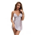 thumbnail image 4 of Unique Bargains Women's Cami Chemise with Built in Bra Plunge Full Slips S Purple, 4 of 6