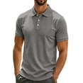 thumbnail image 5 of COSFO Ribbed Knit Polo Tshirts Shirts for Men Casual Short Sleeve Golf Shirts Collared Classic Fit Solid Pullover Business Tops, 5 of 5