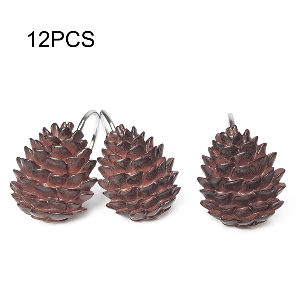 Details about   Pinecone Shower Curtain Hooks Rings Set for Bathroom Ceiling Hangers Rust  O3V0 