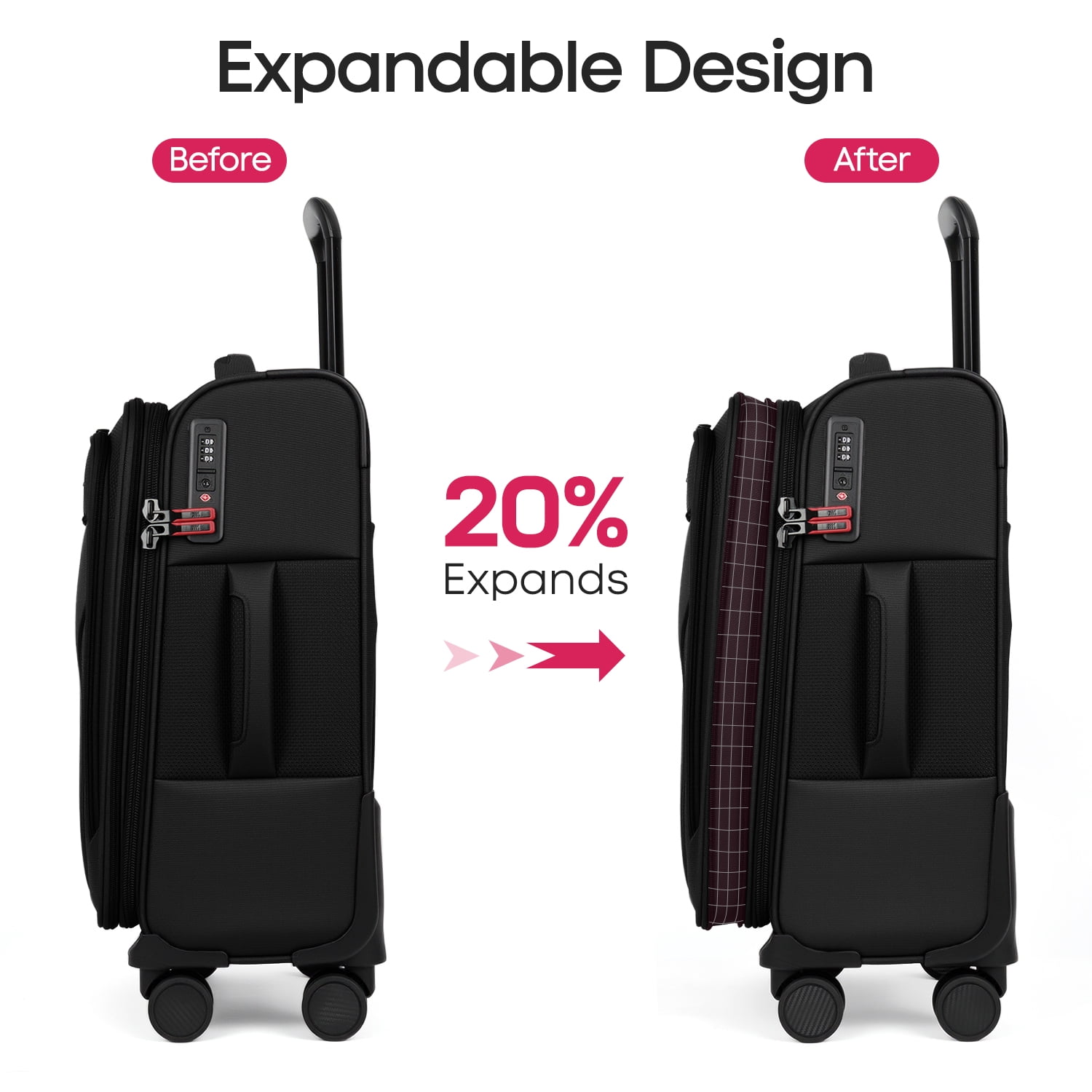 New York Xpress 28" Softside Expandable Checked Luggage, Lightweight Spinner Suitcase with TSA Lock, Black - WD8817