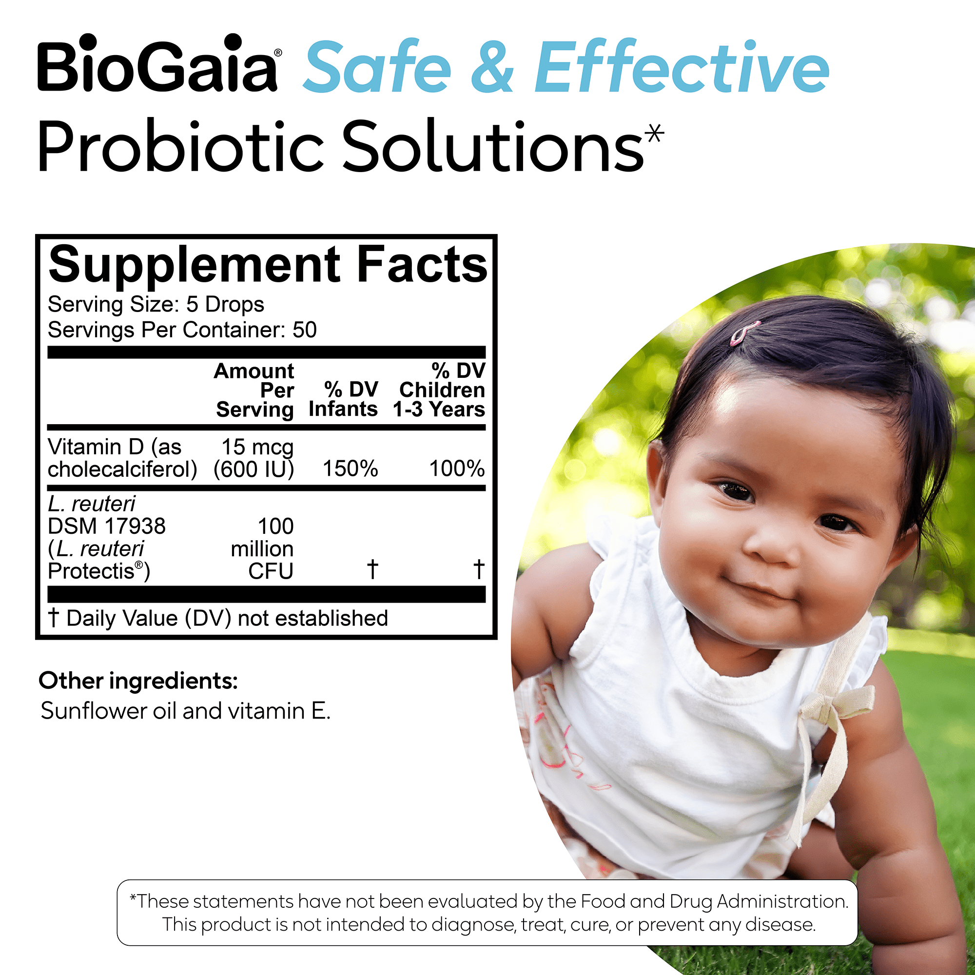 BioGaia Immune Active Baby Probiotic Drops + Vit D | For Digestive & Immune Health | 50-Day Supply
