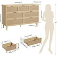 thumbnail image 2 of IDEALHOUSE Dressers 7 Drawer Tall Rattan Chest, Modern Deep Storage Cabinet with Wide Top, Long Wooden Organizer for Bedroom, Living Room, Hallway, Natural, 2 of 7