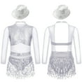 thumbnail image 1 of Yhong Grande Fille Ourlet à Franges Samba Rumba Jazz Robe de Danse Lyrique Tango Latin Compétition Vêtements de Danse Argent 10, 1 of 4