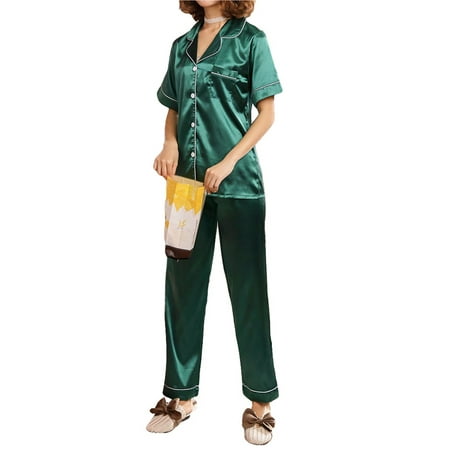 

Ladies Women Casual Satin Silk Soft Comfort Pyjamas Set Long Sleeve Nightwear
