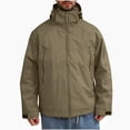 thumbnail image 2 of Windbreaker Jacket Men's Winter Casual Solid Hooded Zipper Pockets Long Sleeve Coat Jacket Khaki M Zip Front Windbreaker Jacket, 2 of 4