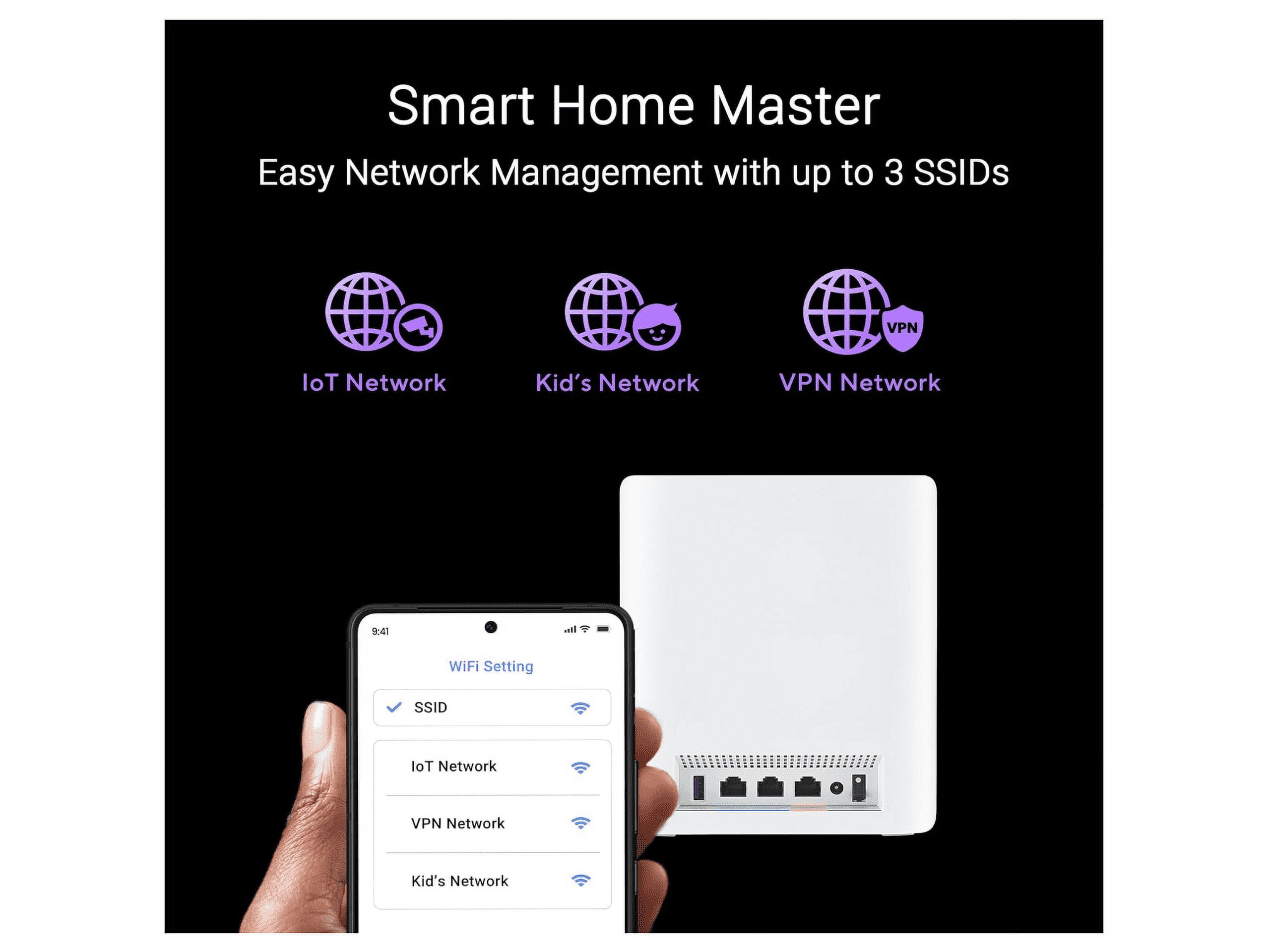 ASUS ZenWiFi BT10 Tri-band WiFi 7 Mesh, 18 Gbps, 6000 sq.ft (2pk), Dual 10G Ports, Security and Parental Controls Included, Smart Home Master SSIDs, 4G & 5G Mobile Tethering