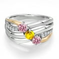 thumbnail image 3 of Gem Stone King 925 Silver and 10K Yellow Gold Pink Lab Grown Diamond and Yellow Sapphire and Lab Grown Diamond Engagement Ring for Women | 1.01 Cttw | Round 4MM | April Birthstone | Size 9, 3 of 6