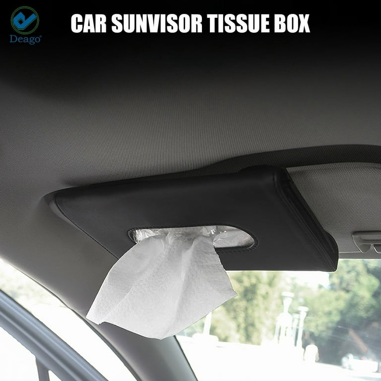 Car Tissue Holder, Sun Visor Napkin Holder, Car Visor Tissue Holder, PU  Leather backseat tissue case holder for car,Vehicle(black)