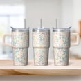 thumbnail image 2 of 20oz Thermal Coffee Tumbler Boho Style with Lid & Straw - Stainless Steel Double Wall Vacuum Insulated Travel Mug, Leakproof, 2 of 5