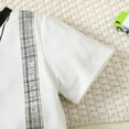 thumbnail image 6 of BULLPIANO Toddler Baby Boy Summer Outfit Set Short Sleeve Tops Elastic Plaid Shorts Boy Clothes Outfits Set, 6 of 9