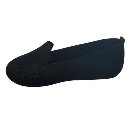 

nsendm Female Shoes Adult Womens Shoes Casual Hidden Wedge Knitted Mesh Flat Sole Casual Shoes Shoes for Work Women Business Casual Black 6.5