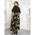 thumbnail image 6 of LapaPlus Womens Plus Size Floral Maxi Dress Short Sleeve Belted Chiffon Cocktail Dresses, 6 of 13