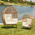 thumbnail image 3 of Better Homes & Gardens Ventura Boho Outdoor Wicker Stationary Kid's Egg Chair, Tan, 3 of 10