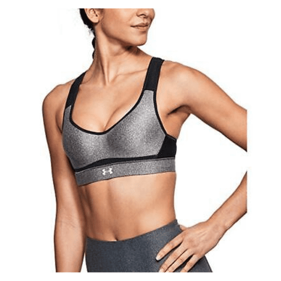 Under Armour Women's Warp Knit High Impact Heathered Bra, Charcoal Light, 32DD