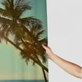 thumbnail image 3 of Chilfamy  Palm Tree Shower Curtain, Sunset Tropical Beach Dusk on Pacific Ocean Vintage Exotic Trees Landscape Print, Cloth Fabric Bathroom Decor Set with Hooks, Green Brown White, 3 of 7