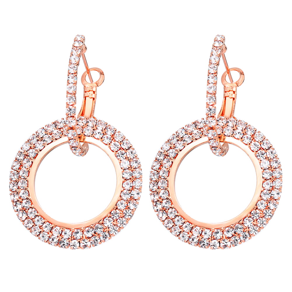 Women Luxury Fashion Glitter Circle Round Earrings Ear Stud for Party ...