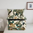 thumbnail image 5 of Homewish Bohemian Elephant Animals Queen Comforter Set,Paisley Peacock Comforter Sets Queen,Cream Green,Black Reversible,3-Piece,1 Comforter and 2 Pillowcases, 5 of 7