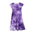 thumbnail image 4 of Milgrthf Robe Maxi Teinture sur Nœuds pour Filles Été Manches Courtes à Volants Col Rond Robes Superposées pour 6-12 Ans Violet, 4 of 5