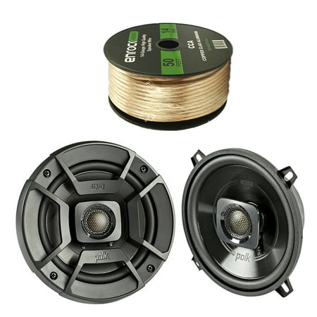 Speaker Wire Gauge 8 2X Polk Audio DB522 5.25-Inch 300-Watt 2-Way Speakers, Enrock Audio 14 AWG Gauge 50 Feet Speaker Wire Cable ()