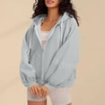 thumbnail image 5 of Guieoi Plus Size Jackets Women's Long Sleeve Hooded Full Zip Solid Color Lace Stitching Fashion Sweatshirts Gray Black*Friday/Cyber*Monday, 5 of 8