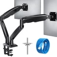 thumbnail image 1 of Dual Monitor Stand Adjustable Pneumatic Spring Monitor Mount for Two to Screens Long Height Range Sturdy VESA Mount with Clamp and Grommet Base Each Arm Supports up to ., 1 of 7