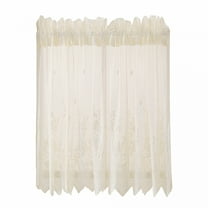 AUQ Lace Cafe Curtains 24 Inch Length,Vintage Country Floral Embroidered Short Lace Curtains 1 Panel Set for Kitchen Window,Rod Pocket Privacy Sheer Kitchen Curtains,26*24 Inches