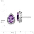 thumbnail image 2 of 925 Sterling Silver Amethyst Cubic Zirconia Cz Stud Earrings Ball Button Birthstone February, 2 of 6