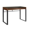 thumbnail image 1 of Walker Edison 42" Bureau Moderne en Verre - Noyer Foncé et Noir, 1 of 4