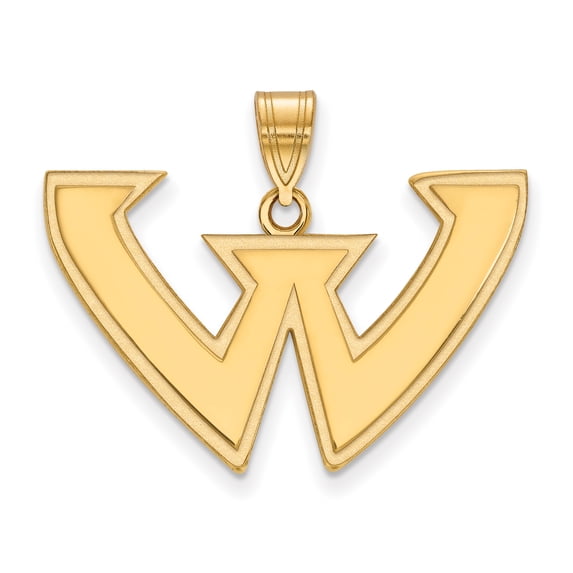 14k Yellow Gold LogoArt Official Licensed Collegiate Wayne State University (WSU) Large Pendant