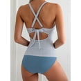 thumbnail image 4 of WQD Women's Tankini Swimsuits 2 Piece Ruched Tummy Control Bathing Suits V Neck Wrap Tie Back Swimwear, Size Down Recommended, 4 of 6