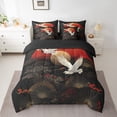 thumbnail image 3 of Feelyou Kawaii Cran Animal Twin Bedding Sets 7-Piece for Teen, Tokyo Plant Botanical Bedding Comforter Set, Black Red Japanese Style Reversible Sheet Sets, Super Cozy Room Decor, 3 of 9