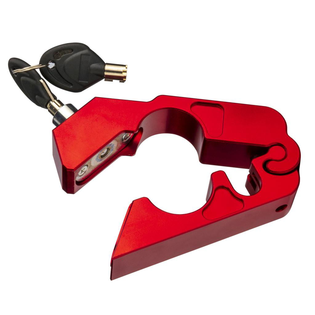 Motorcycle Handlebar Lock,Motorcycle Lock Universal Aluminum CNC Motorcycle Handle Throttle Grip Security Lock with 2 Keys red 