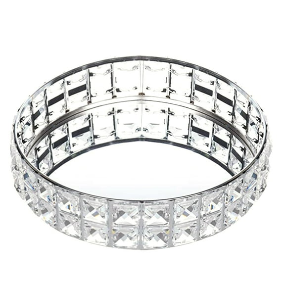 Mirrored Tray Perfume Tray Cosmetic Tray Crystal Beads Jewelry Organizer Decorative Tray Home Deco Dresser Skin Care Sto