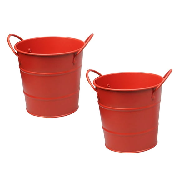 LEORX 2PCS Snacks Metal Bucket Round Storage Holder for Friends Red