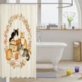 thumbnail image 3 of Manfei Kawaii Kitten Shower Curtain 72Wx72L, Boho Western Flower Bathroom Curtain, Cream, 3 of 5