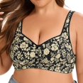thumbnail image 2 of KHONTS Plus Size Push up Bras for Women Front Close Floral Printed Wireless Elegant Bra Soft Comfy High Supportive Bralettes Black 50, 2 of 5