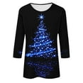 thumbnail image 4 of Oplxuo Christmas Shirts for Women Christmas Tree Printed Tshirts 3/4 Length Sleeve Round Neck Tops, 4 of 4