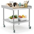 thumbnail image 2 of AKDSteel 24x24 Inch Stainless Steel Prep Table with Wheels, Adjustable Shelf & 3-Sided Backsplash for Kitchen or Restaurant, 2 of 7