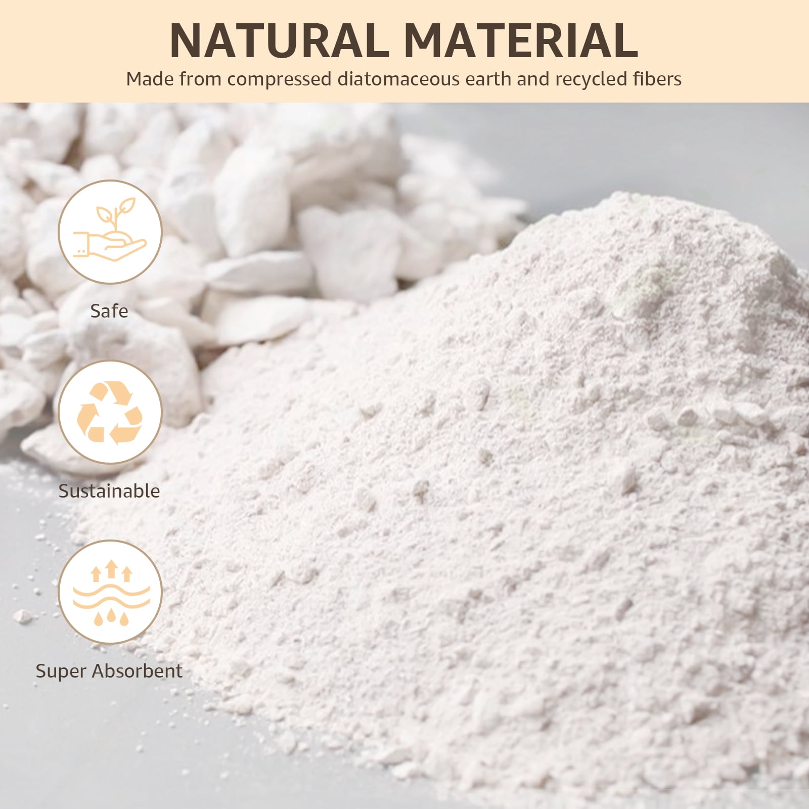 Yolife 32"x20" Diatomite Bath Mat, Super Absorbent Quick-Dry Bathroom Rug, Non-Slip Natural Diatomaceous Earth Mat for Shower, Kitchen, Entryway, Easy to Clean,White