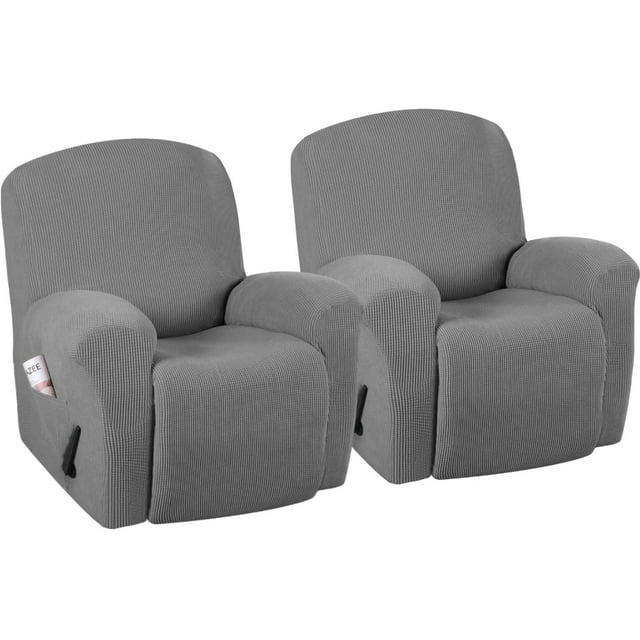 Super Stretch Couch Covers Recliner Covers Recliner Chair Covers Form Fitted Standard / Oversized Power Lift Reclining Slipcovers, Feature Soft Thick Jacquard, Dove, 2 Pack
