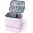 thumbnail image 2 of Portable Double Layer Cosmetic Bag, Large Capacity Nail Polish Organizer Case for Travel, Makeup Tote with 2 Compartments Zipper Pocket, Holds 30 Bottles Nail Polish,Pink, 2 of 4