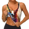 thumbnail image 3 of Cauagu Colorful Art Dog Pattern Sports Bras for Women,Round Neck Sports Bra Workout Crop Tank Tops Padded with Built in Shelf-X-Large, 3 of 8