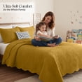 thumbnail image 4 of IR Imperial Rooms 3 Piece Quilt Set Microfiber Embossed Floral Bedspread Lightweight Bedding Queen Ochre, 4 of 9