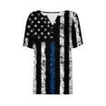 thumbnail image 4 of Elvqul Womens Black Shirts Patriotic Tops Independence V-Neck Elastic Pullover Star American Flag T Shirts for Juniors Fourth of July, 4 of 5