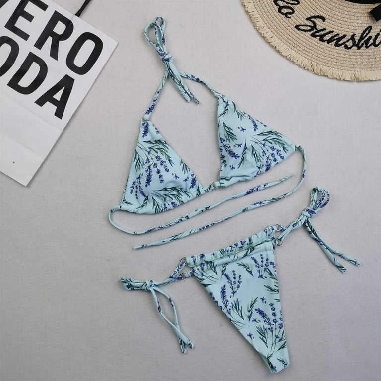 Darzheoy Swimsuits For Women,Women's High Breast Contrast Solid Split  Bikini Set Two Piece Swimsuit Sets 